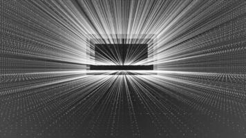 White and Black color rotating circular dots with 3d depth rectangular tunnel modern design dark technological background video