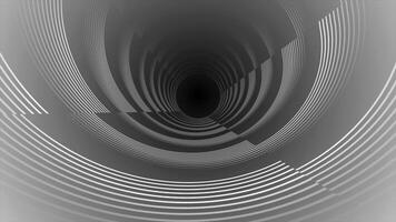 White and Black color rotating multiple parallel lines 3d depth tunnel modern design dark loop able technological background video