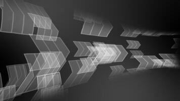 White and Black color multiple arrow shapes moving horizontally gradient design dark geometrical background video