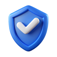 3D Blue Shield with White Checkmark on a Transparent Background, on a transparent background, png