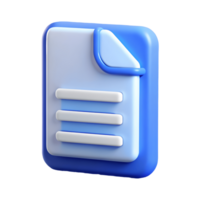 3D Blue Document Icon on a transparent background, , modern and sleek design perfect for digital interfaces and applications. png