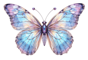 Crystal-Like Watercolor Butterfly, , Iridescent Wings with Geometric Patterns, Transparent Background png