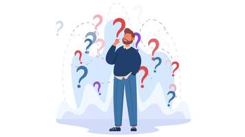 pensando homem com questões por aí 2d desenho animado animação video