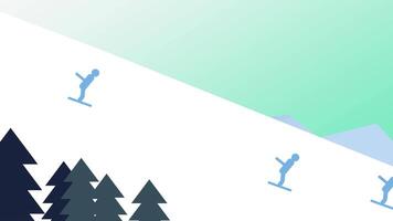 A snowy mountain landscape featuring skiers descending slopes, representing adrenaline, adventure, and the thrill of skiing in winter environments. video
