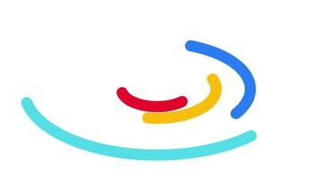 A minimalist abstract design featuring curved colorful lines represents motion, energy, artistic interpretation, and fluidity in modern visual arts. video