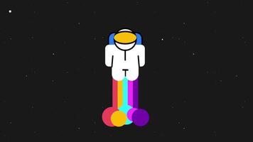 An astronaut floating in space with a colorful cosmic trail represents exploration, discovery, and the wonder of outer space travel and human ambition. video