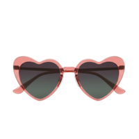 A pair of pink heart shaped sunglasses with gradient lenses on a plain solid color setting studio shot transparent background png