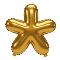 A shiny golden star shaped balloon floating against a white plain and simple studio space scene view transparent background png