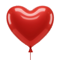 A glossy red heart shaped balloon isolated against a plain white colored simple studio setting view transparent background png