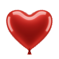 A single shiny crimson heart shaped balloon isolated against a plain white colored setting view close up transparent background png