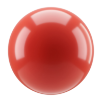 A single coral sphere with a glossy surface and bright highlights on a white plain surrounding area transparent background png