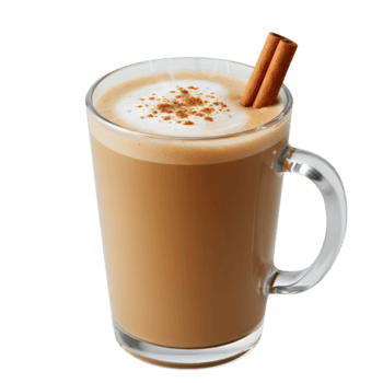 een latte in een glas mok met kaneel stokjes en kruid Aan top tegen een duidelijk achtergrond duidelijk achtergrond transparant achtergrond png