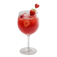 Refreshing strawberry cocktail with ice cubes in a glass on a plain surrounding space backdrop transparent background png