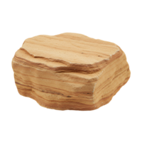 A single layered sedimentary rock formation with tan and brown bands isolated on a white setting view transparent background png