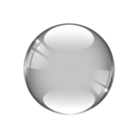 Isolated sphere with a glossy surface and light reflections against a plain surrounding area transparent background png