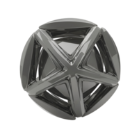 A complex metallic sphere with star shaped openings on a plain and simple surrounding area transparent background png