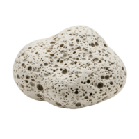 A porous light colored rock with many holes isolated against a plain white colored setting view transparent background png