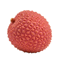 Close up view of a single lychee fruit with a textured surface on a plain color surrounding area transparent background png