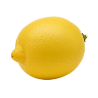 A single vibrant yellow lemon centered in the frame against a plain contrasting isolation style scene transparent background png