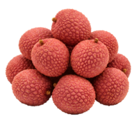A pile of several lychee fruits stacked together on an isolated plain and simple presentation style view transparent background png