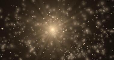 Golden luxury bokeh on widely spread particles floating in the air. Dust and glitter particles background. Black background Loop Animation video