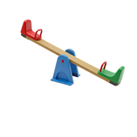 A colorful seesaw with a red seat and a green seat on a playground against a plain surrounding area transparent background png