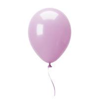 A single light purple balloon floating with a ribbon tail on a plain solid color space around it transparent background png