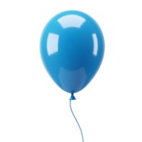 A single cyan balloon floating in a void with a string attached and some light reflections on it transparent background png