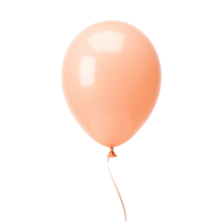 A singular peach colored balloon floats against a solid plain space, with a simple ribbon attached transparent background png