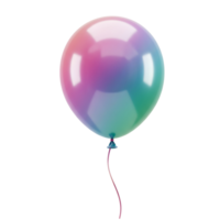 Isolated balloon with a gradient of pink purple and green colors against a plain setting space transparent background png