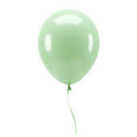 A single light green balloon with a ribbon floating against a plain solid color background space transparent background png