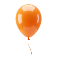 A single orange balloon floating with a string attached against a plain solid color backdrop view transparent background png