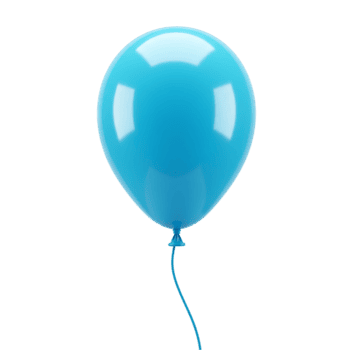 isolato ciano Palloncino con corda galleggiante nel un&#39; pianura ambientazione semplice e elegante per celebrazione uso trasparente sfondo png