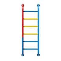 Isolated colorful ladder with red blue and yellow steps on a plain colored simple stage prop setup transparent background png