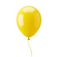 A single bright yellow balloon floats against a featureless void with its string dangling down transparent background png