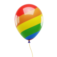 A colorful balloon with rainbow stripes floating gently on a plain simple studio type of setting view transparent background png