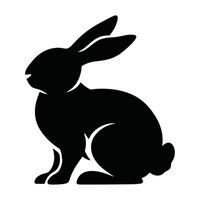 Rabbit silhouette icon. Simple black Easter Bunny design isolated on white background. Ideal for logos, emblems, pictograms, prints, and festive greeting card elements. vector
