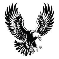 Eagle silhouette illustration with a bold and majestic design. Isolated on a white background. Perfect for logos, icons, graphic projects. vector