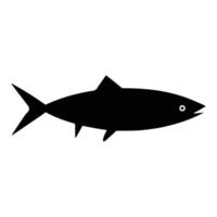 Black and white fish silhouette in side view, isolated on white background. vector