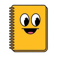 cartoon book or notebook with a cheerful face, big round eyes, and a bright smile. The character has a playful and friendly expression, perfect for children's designs. Isolated on a white background. vector