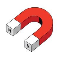 Magnet icon. U shaped magnet illustration. Physics and science symbol showing magnetic attraction. Simple and clean design. vector