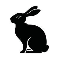 Rabbit silhouette, Simple black Easter Bunny design isolated on white background. Ideal for logos, emblems, pictograms, prints, and festive greeting card elements. vector