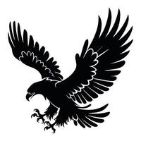 Eagle silhouette illustration with a bold and majestic design. Isolated on a white background. Perfect for logos, icons, and graphic projects. vector