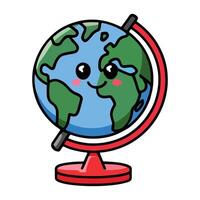 Cartoon globe model illustration. A cute and colorful globe on a stand, isolated on a white background. Ideal for educational themes, travel designs, and icons. vector