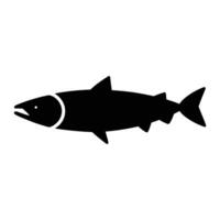 Black and white fish silhouette in side view. Simple illustration isolated on white background. vector