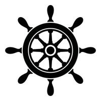 Ship wheel illustration. Maritime helm with classic design, encircled by a decorative frame. Perfect for nautical themes, logos, or marine related graphics. vector
