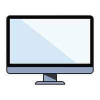 Realistic desktop monitor in black and grey colors, isolated on a white background. Sleek computer screen design ideal for tech and business themes. illustration. vector
