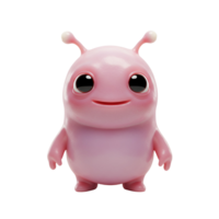 Illustration of a pink cartoon creature with antennae and a smile on a plain background image render transparent background png