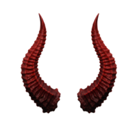 A pair of textured crimson horns curving upwards against a plain colored isolation style presentation shot transparent background png