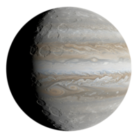 A detailed view of jupiter showcasing its distinct bands and atmospheric features in space imagery transparent background png